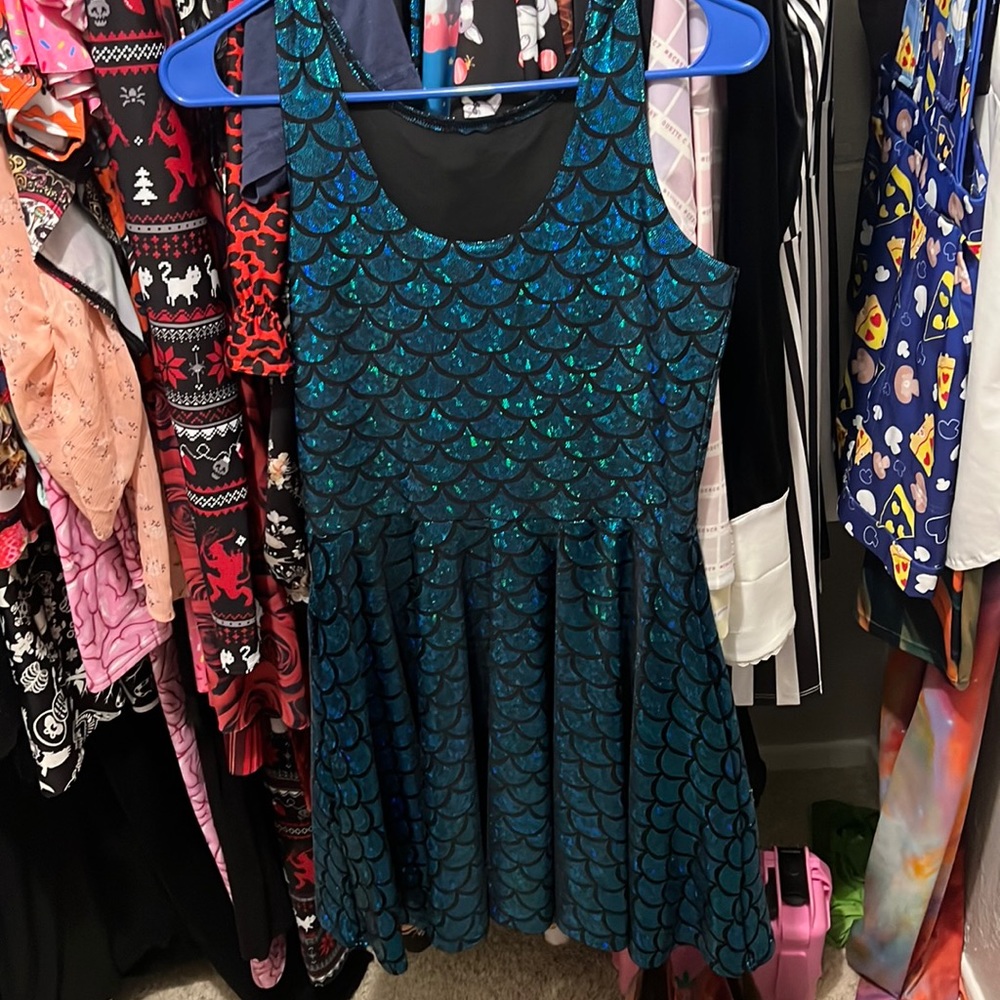 Blue mermaid skater dress